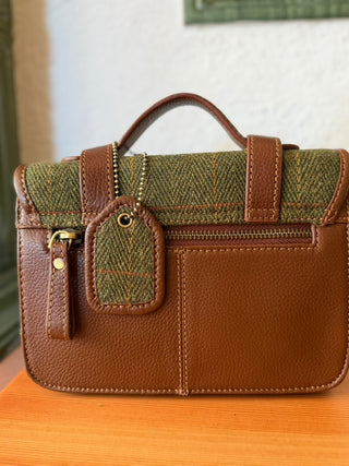 Tweed Satchel Handtasche gross Classic green