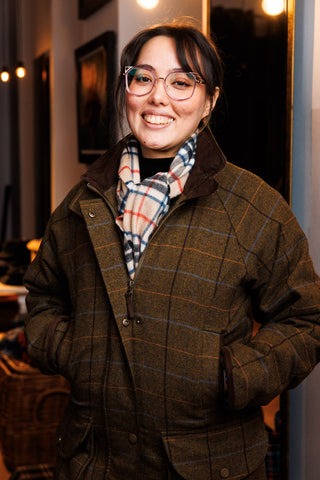 Damen Tweed Mantel Field Jacket: wasser- und winddicht aus 100% Wolle