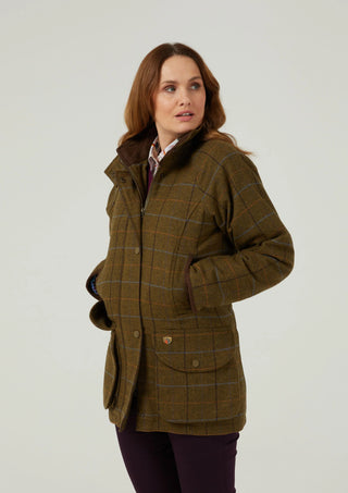 Damen Tweed Mantel Field Jacket: wasser- und winddicht aus 100% Wolle