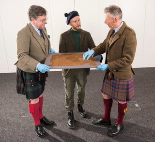 Präsentation des Glen Affric Tartan-Fragments durch House of Edgar. Foto: Alan Richardson
