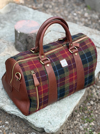 Reisetasche Weekender Holdall Harris Tweed® & Leder handlich Check of Island Duffle bag