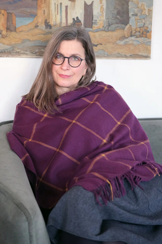 Kaschmir Stola Burgundy Gold Check