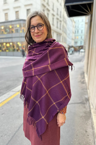 Kaschmir Stola Burgundy Gold Check
