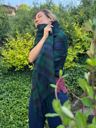 Tartan-Stola 100% Lammwolle Blackwatch modern