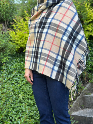 Tartan-Stola 100% Lammwolle Camel Thomson modern