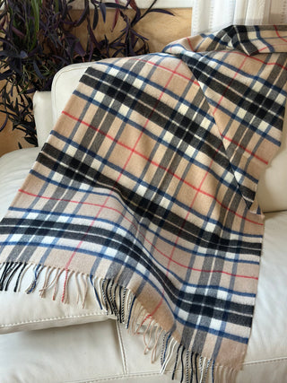 Tartan-Stola 100% Lammwolle Camel Thomson modern