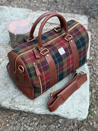 Reisetasche Weekender Holdall Harris Tweed® & Leder handlich Check of Island Duffle bag