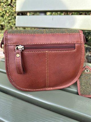 Tweed Saddle Bag Handtasche mini classic green