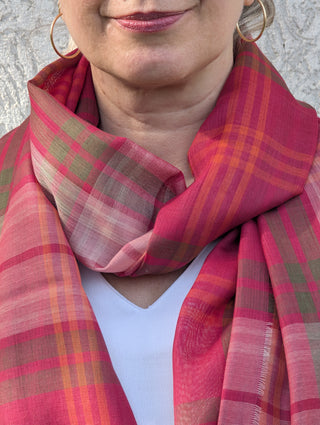 Feine Stola & Schal 100% Merinowolle Hunting Rose