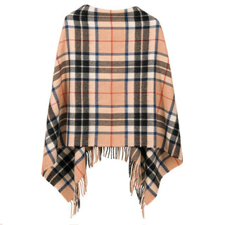 Tartan Poncho Camel Thomson
