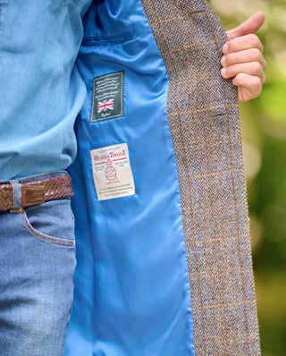 Herren Harris Tweed® Mantel Green Blue Herringbone