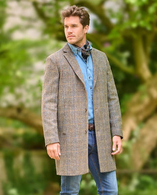 Herren Harris Tweed® Mantel Green Blue Herringbone