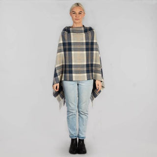 Tartan Poncho Camel Thomson
